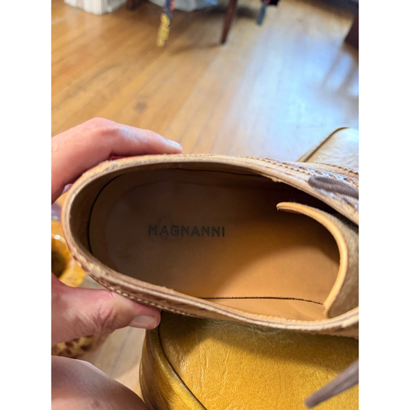 Magnanni Oxfords Size 9 Brown Beige Leather Canvas